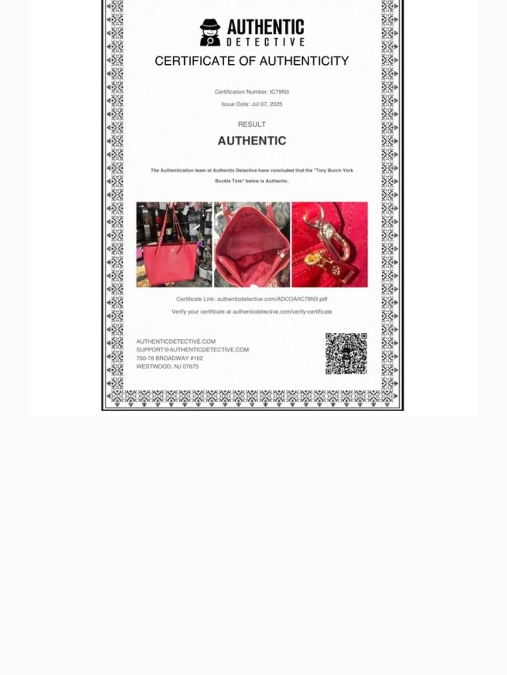 EUC Tory Burch Red Saffiano Tote with Gold Logo